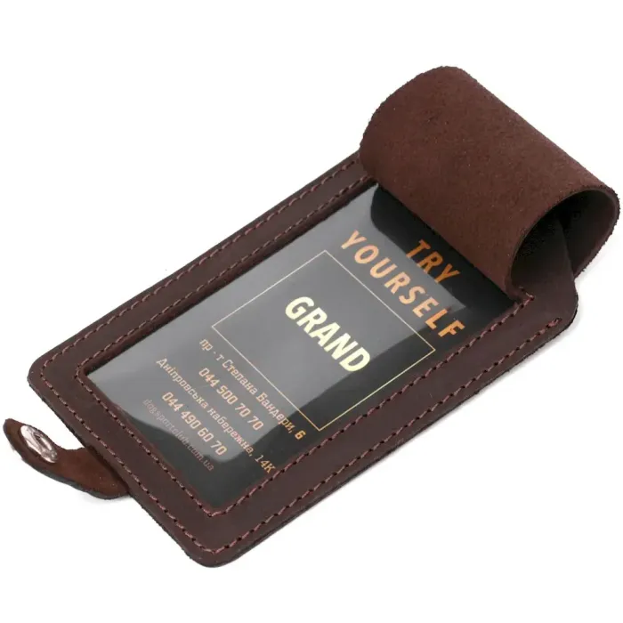 Урожай бірка на валізу з натуральної шкіри Shvigel 16555 Коричневий