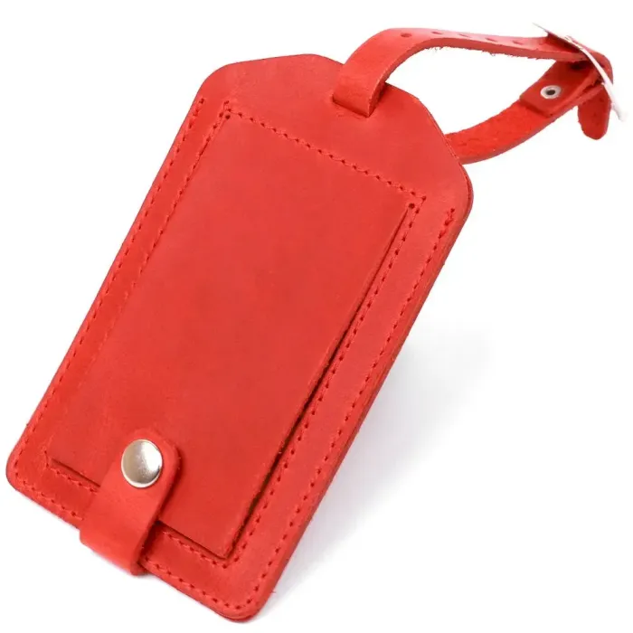 Урожай шкіряна бирка на валізу Shvigel 16556 Червоний