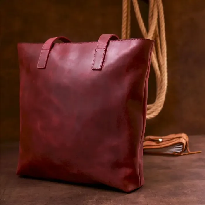 Винтажная женская сумка-шоппер Shvigel 16350 Бордовый