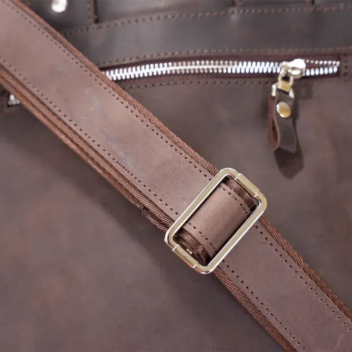 Вінтажна сумка під А4 вертикального формату в матовій шкірі 11166 SHVIGEL, Коричнева