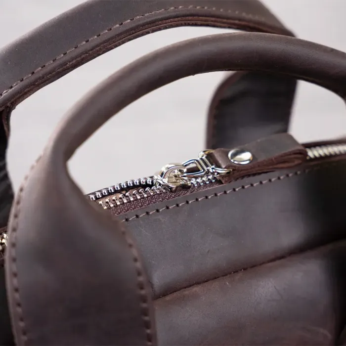 Вінтажна сумка під А4 вертикального формату в матовій шкірі 11166 SHVIGEL, Коричнева