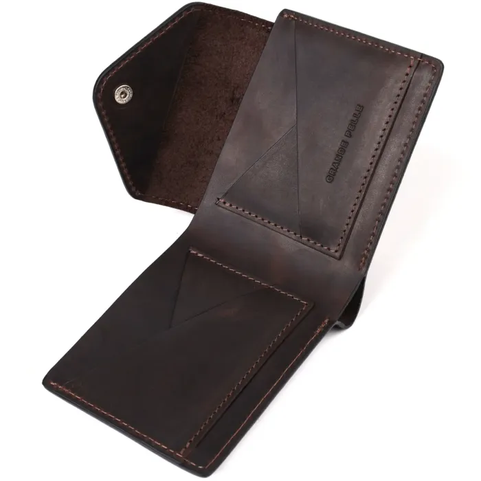 Вінтажний гаманець з монетницею із натуральної шкіри GRANDE PELLE 16803 Коричневий