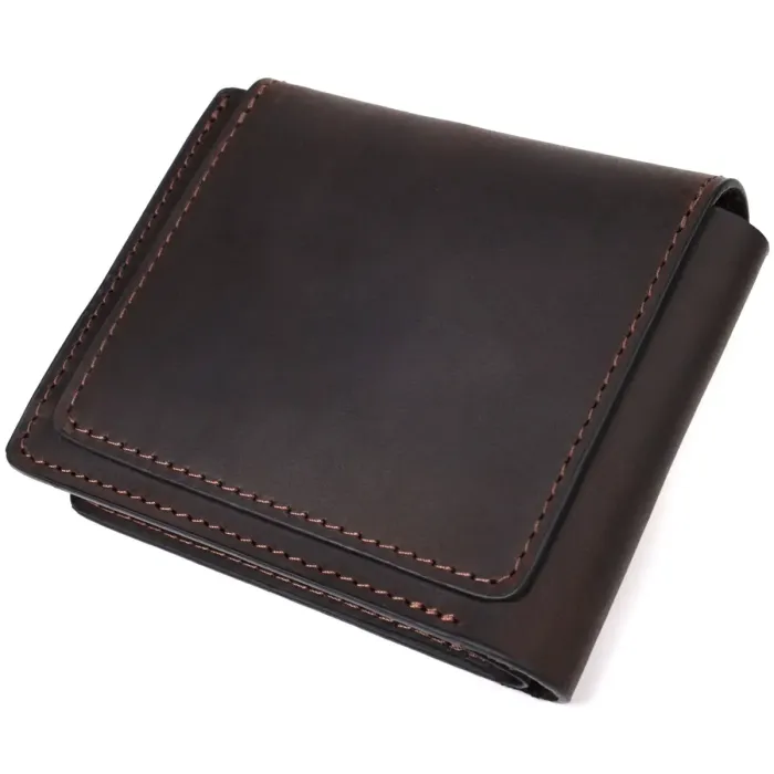Вінтажний гаманець з монетницею із натуральної шкіри GRANDE PELLE 16803 Коричневий