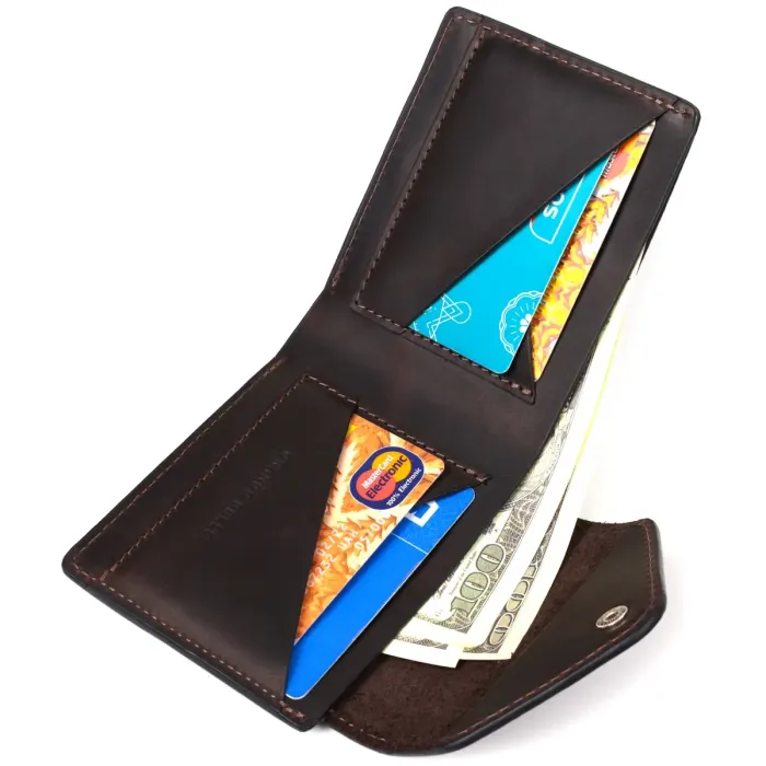 Вінтажний гаманець з монетницею із натуральної шкіри GRANDE PELLE 16803 Коричневий