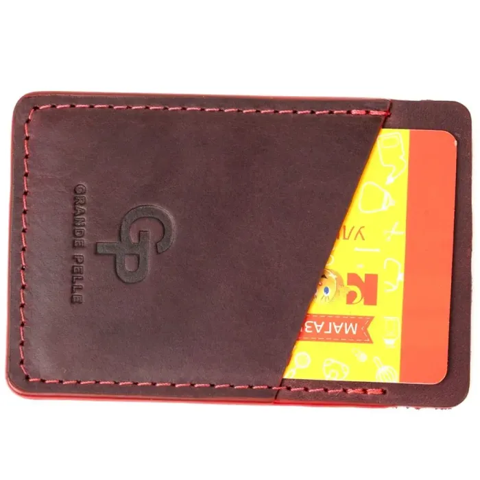 Урожай шкіряний картхолдер GRANDE PELLE 11504 Бордовий