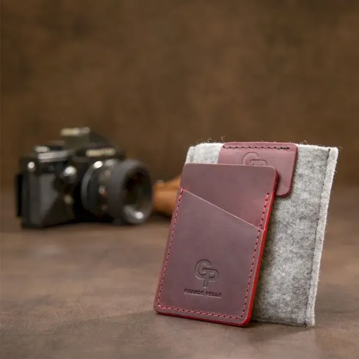 Урожай шкіряний картхолдер GRANDE PELLE 11504 Бордовий