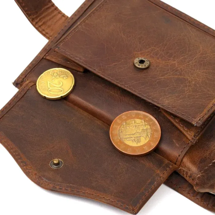 Винтажный мужской кошелек из натуральной кожи Tony Bellucci 22041 Коричневый