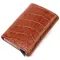 Візитниця з натуральної фактурної шкіри під крокодила KARYA 20986 Коричневий