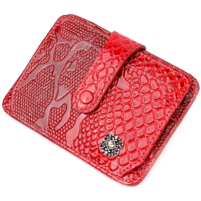 Візитниця із натуральної фактурної шкіри під змію KARYA 20959 Червоний