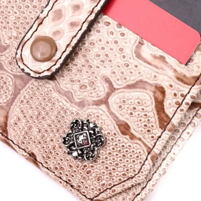 Визитница из натуральной фактурной кожи под змею KARYA 20962 Бежевый