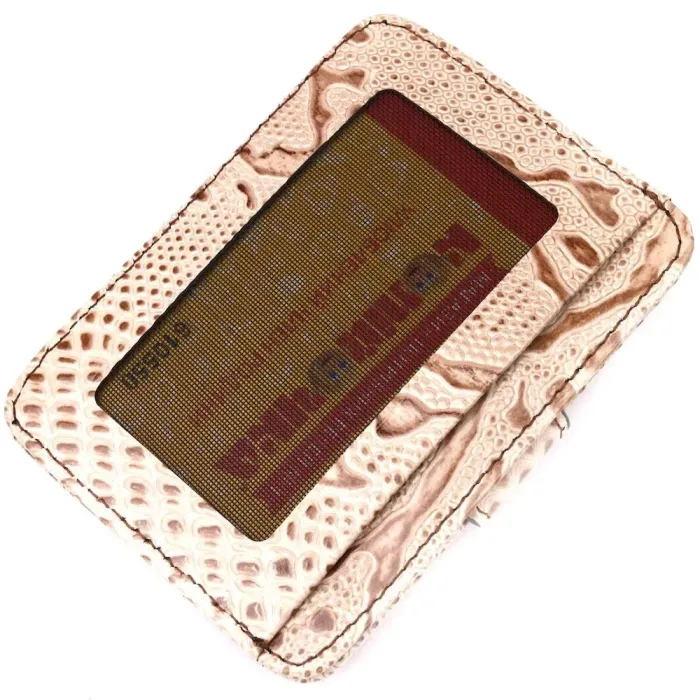 Визитница из натуральной фактурной кожи под змею KARYA 20962 Бежевый