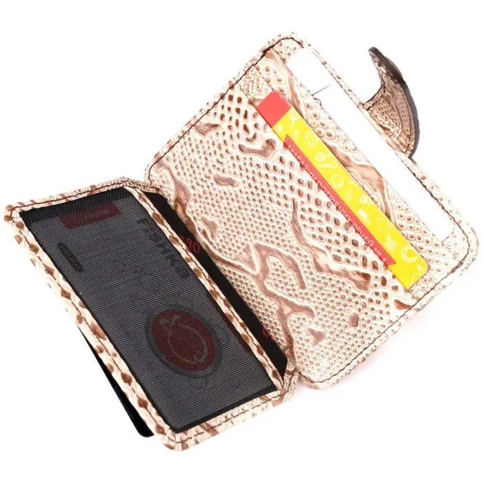 Визитница из натуральной фактурной кожи под змею KARYA 20962 Бежевый