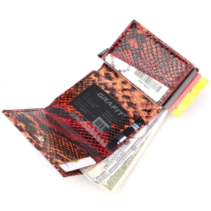 Візитниця з натуральної фактурної шкіри під змію KARYA 20982