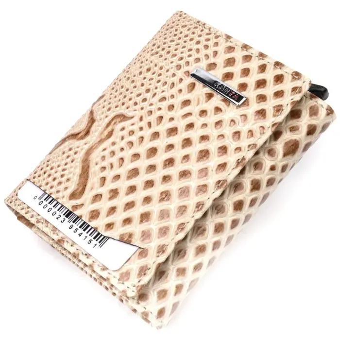 Візитниця із натуральної фактурної шкіри під змію KARYA 20985 Бежевий