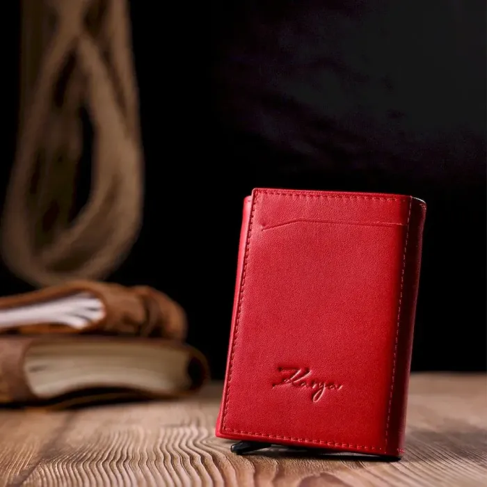 Візитниця з натуральної гладкої шкіри KARYA 20989 Червоний