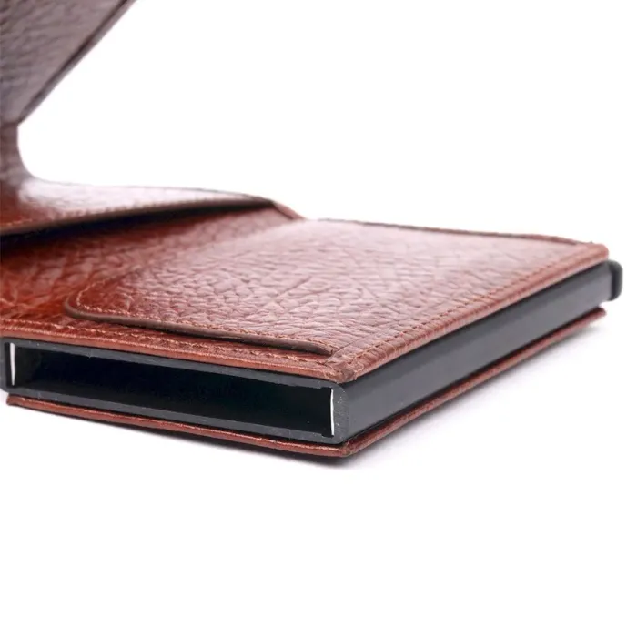 Візитниця з натуральної крупнозернистої шкіри KARYA 20979 Коричневий