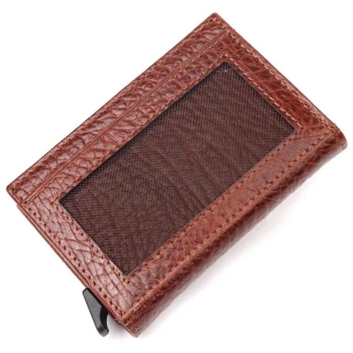 Візитниця з натуральної крупнозернистої шкіри KARYA 20979 Коричневий