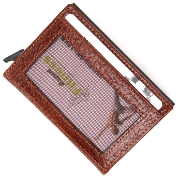 Візитниця з натуральної крупнозернистої шкіри KARYA 20979 Коричневий