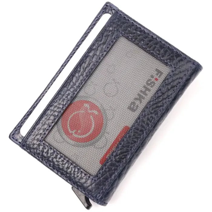 Візитниця із натуральної крупнозернистої шкіри KARYA 20980 Синій