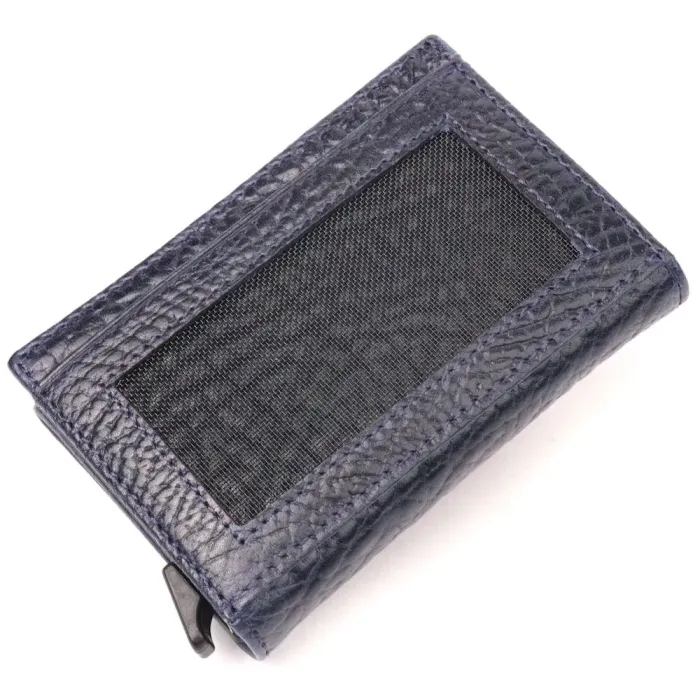 Візитниця із натуральної крупнозернистої шкіри KARYA 20980 Синій