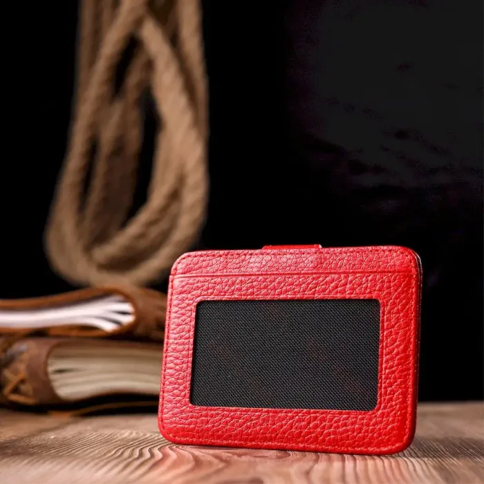 Візитниця із натуральної зернистої шкіри KARYA 20957 Червоний
