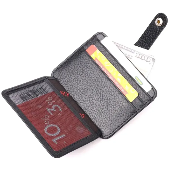 Визитница из натуральной зернистой кожи KARYA 20960 Черный