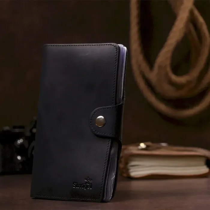 Візитниця велика Shvigel 13905 шкіряна Чорна