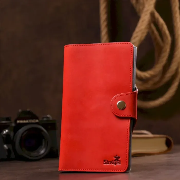 Візитниця велика Shvigel 13907 шкіряна Червона
