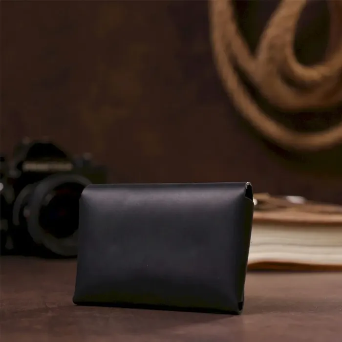 Візитниця SHVIGEL 16159 із натуральної вінтажної шкіри Чорна