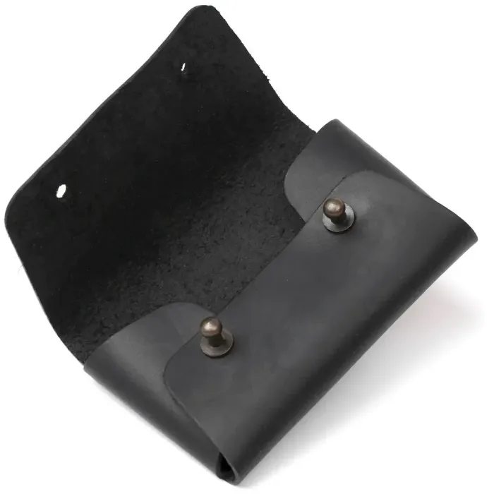 Візитниця SHVIGEL 16159 із натуральної вінтажної шкіри Чорна