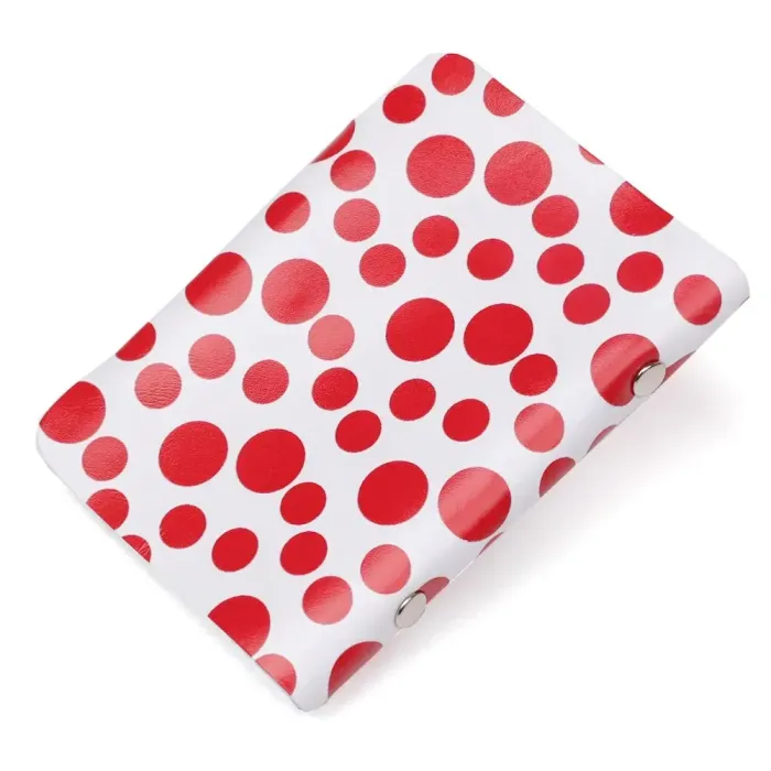 Візитниця шкіряна вертикальна червоний горошок Shvigel 19081