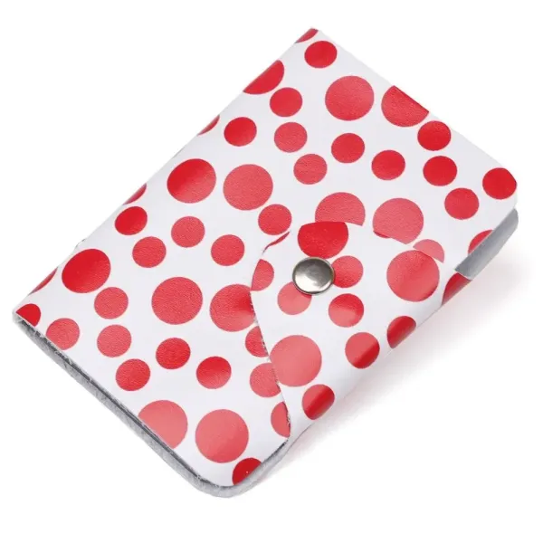 Візитниця шкіряна вертикальна червоний горошок Shvigel 19081