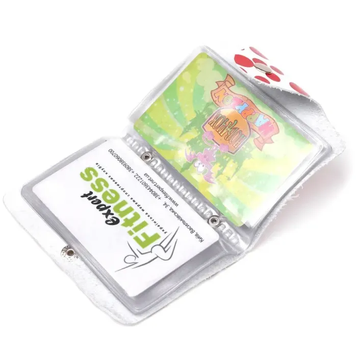 Візитниця шкіряна вертикальна червоний горошок Shvigel 19081