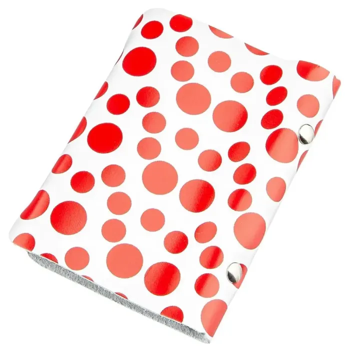 Візитниця шкіряна вертикальна червоний горошок Shvigel 19081