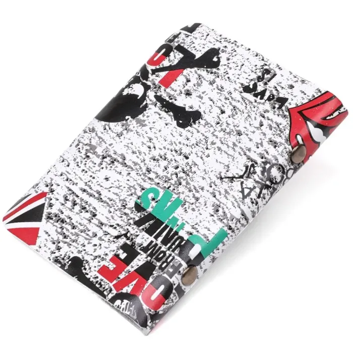 Візитниця вертикальна шкіряна Love from punks Shvigel 19079 Біла