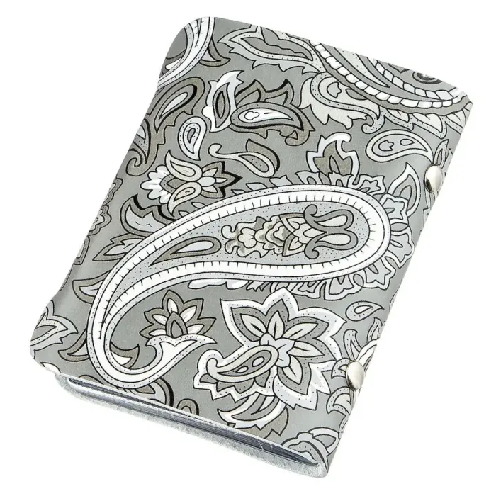Візитниця шкіряна вертикальна сіра з візерунком Shvigel 19082
