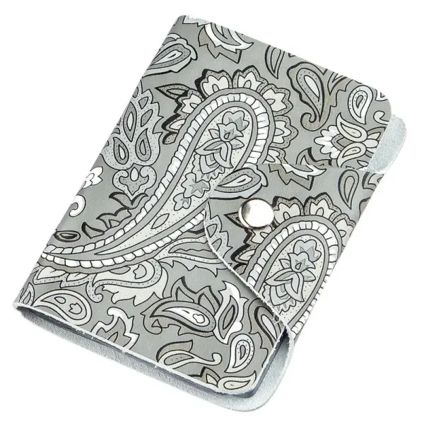 Візитниця шкіряна вертикальна сіра з візерунком Shvigel 19082