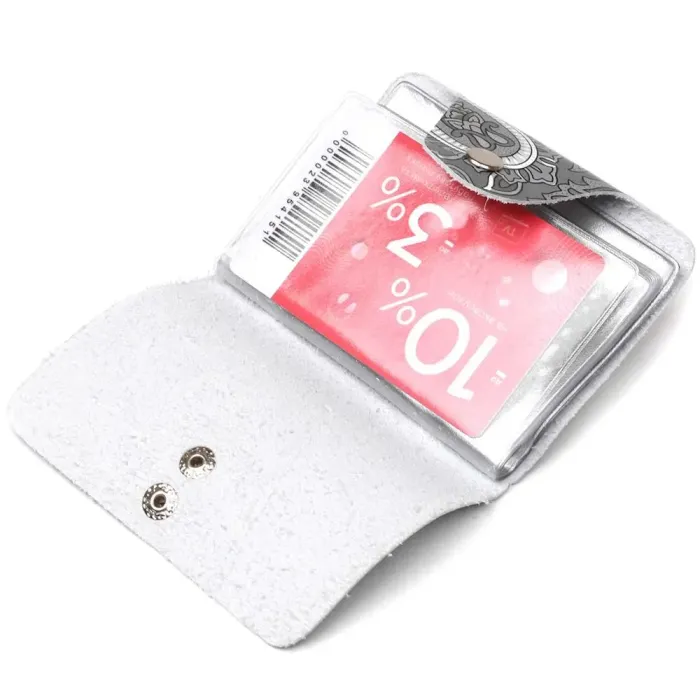 Візитниця шкіряна вертикальна сіра з візерунком Shvigel 19082