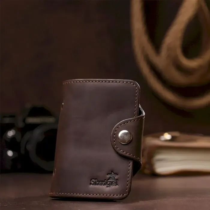 Візитниця вертикальна Shvigel 13908 шкіряна Коричнева
