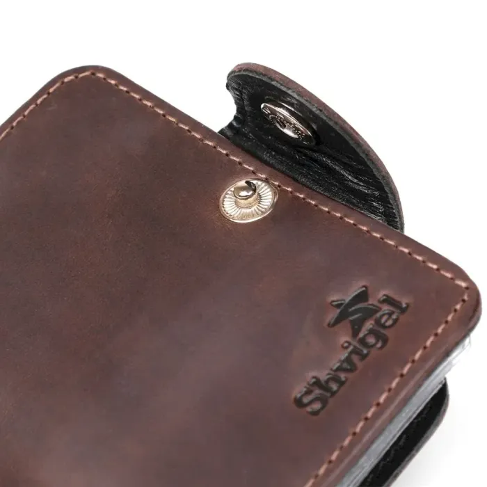 Візитниця вертикальна Shvigel 13908 шкіряна Коричнева