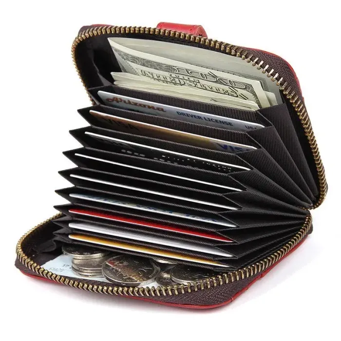 Візитниця Vintage 14959 Червона шкіряна