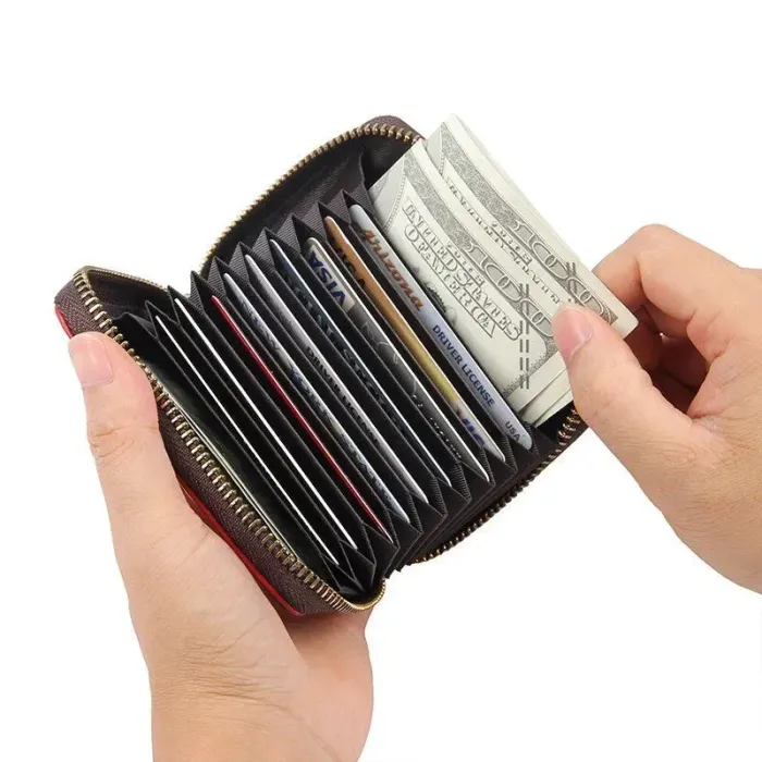 Візитниця Vintage 14959 Червона шкіряна