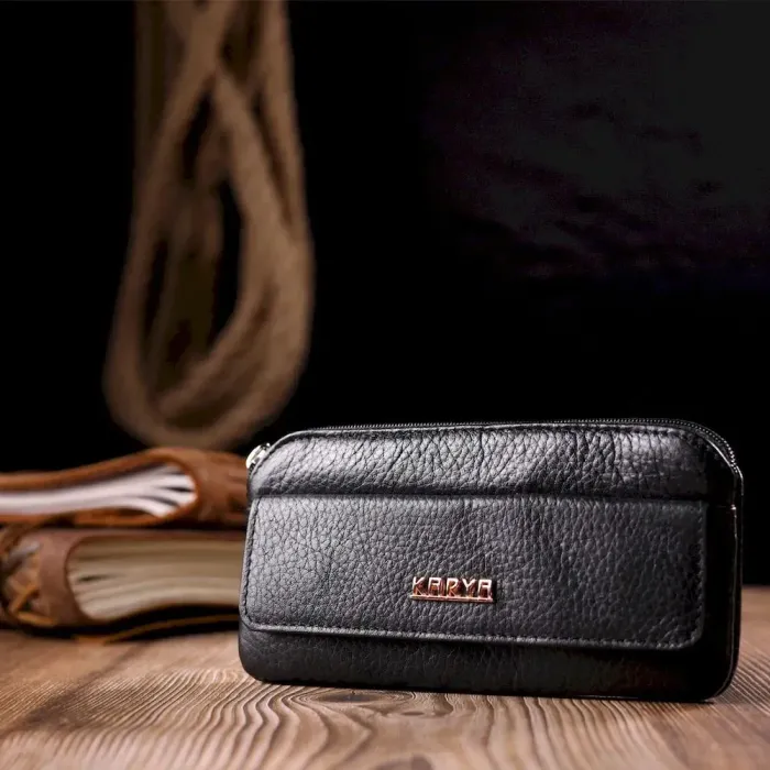 Містка ключниця з натуральної шкіри KARYA 21203 Чорний