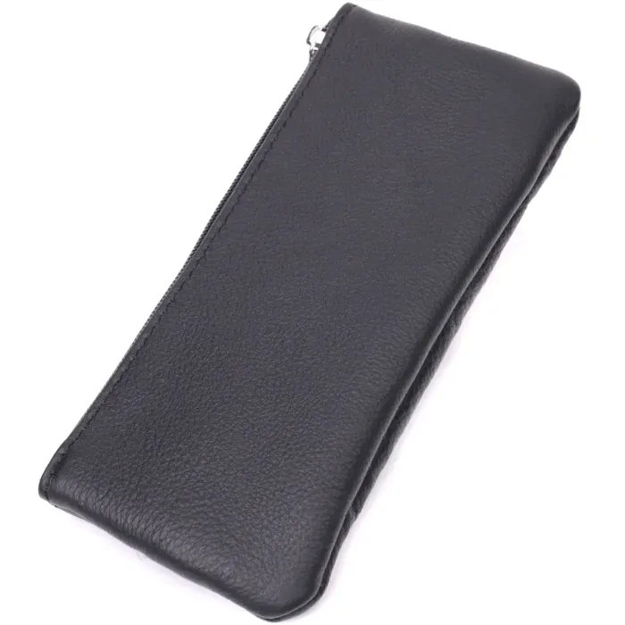 Містка шкіряна ключниця на блискавці ST Leather 22556 Чорний