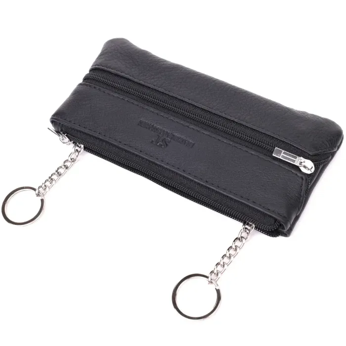 Містка шкіряна ключниця на блискавці ST Leather 22556 Чорний