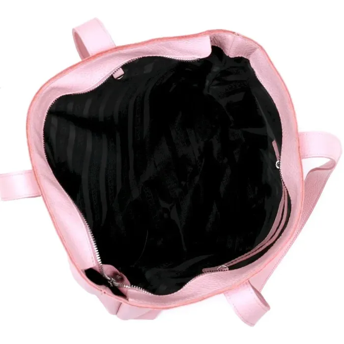 Вместительная кожаная женская сумка-шоппер Shvigel 16356 Розовый