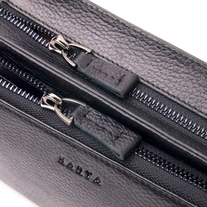 Містка чоловіча барсетка з натуральної шкіри KARYA 21309 Чорний