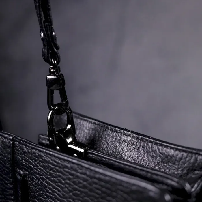 Містка чоловіча барсетка з натуральної шкіри KARYA 21309 Чорний