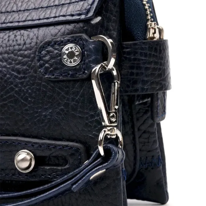 Вместительная мужская барсетка с клапаном KARYA 20909 кожаная Синий