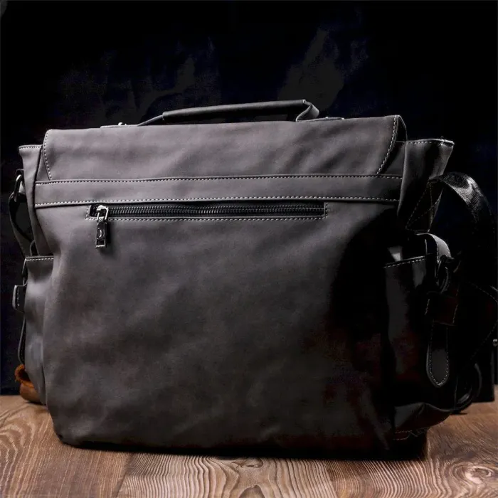 Вместительная мужская сумка из кожзама Vintage 22143 Серый